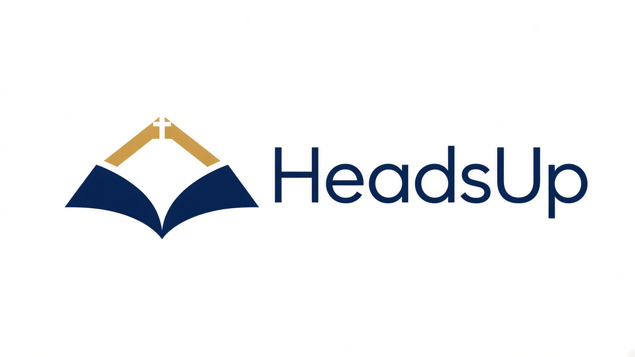 HeadsUp — open book with cross logo
